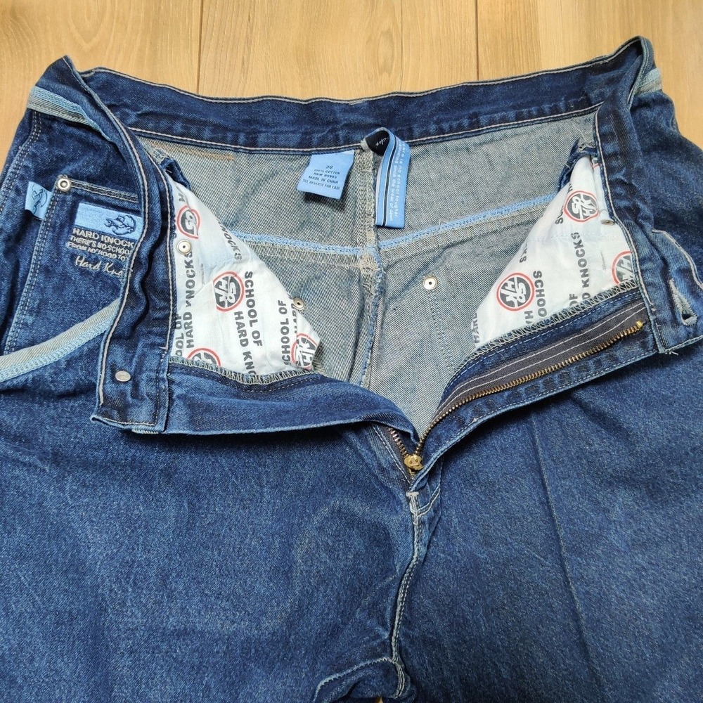 Vintage Y2K School Of Hard Knocks Embroidered Skater Carpenter Jeans Size 38X31 - Picture 12 of 15